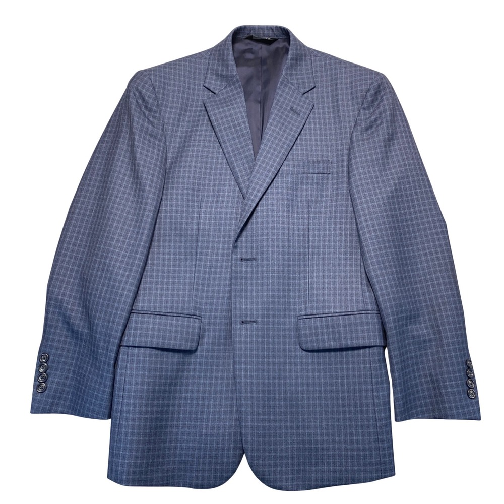 Jos.‎ A. Bank Traveler's Collection Blue Plaid 100% Wool Sport Coat Blazer 38S